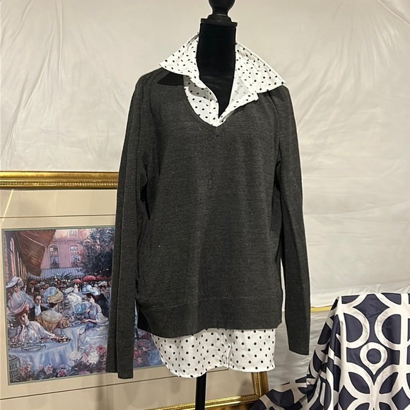 croft & barrow Sweaters - 👚Croft & Barrow Sweater layered look. Size XXL, sweater Polkadot blouse look.